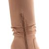 imageAthlefit Womens Knee High Chunky Heel Boots Faux Suede Pointed Toe Side Zipper BootsKhaki