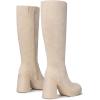 imageAthlefit Black Knee High Boots for Women Platform Tall Boots Fashion Square Toe Chunky Heeled BootiesBeige Suede