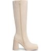 imageAthlefit Black Knee High Boots for Women Platform Tall Boots Fashion Square Toe Chunky Heeled BootiesBeige Suede