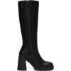imageAthlefit Black Knee High Boots for Women Platform Tall Boots Fashion Square Toe Chunky Heeled BootiesBlack