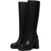 imageAthlefit Black Knee High Boots for Women Platform Tall Boots Fashion Square Toe Chunky Heeled BootiesBlack