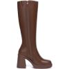 imageAthlefit Black Knee High Boots for Women Platform Tall Boots Fashion Square Toe Chunky Heeled BootiesBrown