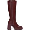 imageAthlefit Black Knee High Boots for Women Platform Tall Boots Fashion Square Toe Chunky Heeled BootiesRed