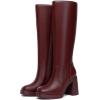 imageAthlefit Black Knee High Boots for Women Platform Tall Boots Fashion Square Toe Chunky Heeled BootiesRed