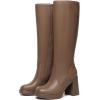imageAthlefit Black Knee High Boots for Women Platform Tall Boots Fashion Square Toe Chunky Heeled BootiesTan