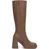 imageAthlefit Black Knee High Boots for Women Platform Tall Boots Fashion Square Toe Chunky Heeled BootiesTan
