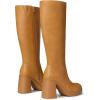 imageAthlefit Black Knee High Boots for Women Platform Tall Boots Fashion Square Toe Chunky Heeled BootiesYellow