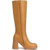 imageAthlefit Black Knee High Boots for Women Platform Tall Boots Fashion Square Toe Chunky Heeled BootiesYellow