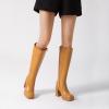 imageAthlefit Black Knee High Boots for Women Platform Tall Boots Fashion Square Toe Chunky Heeled BootiesYellow