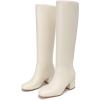 imageAthlefit Knee High Boots for Women Chunky Low Heel Fashion Round Toe Tall BootsBeige