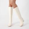 imageAthlefit Knee High Boots for Women Chunky Low Heel Fashion Round Toe Tall BootsBeige