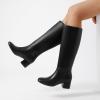 imageAthlefit Knee High Boots for Women Chunky Low Heel Fashion Round Toe Tall BootsBlack