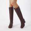 imageAthlefit Knee High Boots for Women Chunky Low Heel Fashion Round Toe Tall BootsBrown
