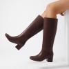 imageAthlefit Knee High Boots for Women Chunky Low Heel Fashion Round Toe Tall BootsBrown