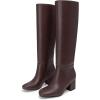 imageAthlefit Knee High Boots for Women Chunky Low Heel Fashion Round Toe Tall BootsBrown