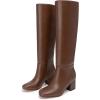 imageAthlefit Knee High Boots for Women Chunky Low Heel Fashion Round Toe Tall BootsTan