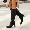 imageAthlefit Knee High Boots for Women Square Toe Chunky Heeled Tall Boots with Side ZipperBlack