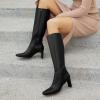 imageAthlefit Knee High Boots for Women Square Toe Chunky Heeled Tall Boots with Side ZipperBlack