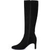 imageAthlefit Knee High Boots for Women Square Toe Chunky Heeled Tall Boots with Side ZipperBlack Suede
