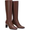 imageAthlefit Knee High Boots for Women Square Toe Chunky Heeled Tall Boots with Side ZipperBrown