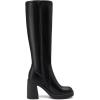 imageAthlefit Knee High Boots for Women Square Toe Platform Chunky Heel Stretchy Tall Boots with Side ZipperBlack