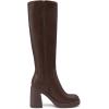 imageAthlefit Knee High Boots for Women Square Toe Platform Chunky Heel Stretchy Tall Boots with Side ZipperBrown