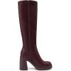 imageAthlefit Knee High Boots for Women Square Toe Platform Chunky Heel Stretchy Tall Boots with Side ZipperBurgundy