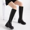 imageAthlefit Platform Knee High Boots for Women Round Toe Chunky Lug Sole Tall Boots with Side ZipperBlack