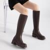 imageAthlefit Platform Knee High Boots for Women Round Toe Chunky Lug Sole Tall Boots with Side ZipperBrown