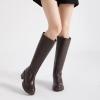 imageAthlefit Platform Knee High Boots for Women Round Toe Chunky Lug Sole Tall Boots with Side ZipperBrown