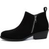 imageAthlefit Womens Ankle Boots Chunky Low Heel Comfortable Short Boots Round Toe Dress Booties with Side ZipperBlack Suede