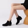 imageAthlefit Womens Ankle Boots Chunky Low Heel Comfortable Short Boots Round Toe Dress Booties with Side ZipperBlack Suede