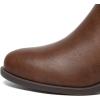 imageAthlefit Womens Ankle Boots Chunky Low Heel Comfortable Short Boots Round Toe Dress Booties with Side ZipperBrown
