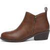 imageAthlefit Womens Ankle Boots Chunky Low Heel Comfortable Short Boots Round Toe Dress Booties with Side ZipperBrown