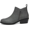imageAthlefit Womens Ankle Boots Chunky Low Heel Comfortable Short Boots Round Toe Dress Booties with Side ZipperGrey