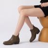 imageAthlefit Womens Ankle Boots Chunky Low Heel Comfortable Short Boots Round Toe Dress Booties with Side ZipperTaupe