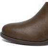 imageAthlefit Womens Ankle Boots Chunky Low Heel Comfortable Short Boots Round Toe Dress Booties with Side ZipperTaupe