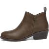 imageAthlefit Womens Ankle Boots Chunky Low Heel Comfortable Short Boots Round Toe Dress Booties with Side ZipperTaupe