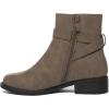 imageAthlefit Womens Ankle Boots Chunky Low Heel Fashion Round Toe Side Zipper Buckle BootiesDark Brown