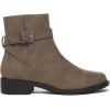 imageAthlefit Womens Ankle Boots Chunky Low Heel Fashion Round Toe Side Zipper Buckle BootiesDark Brown