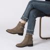 imageAthlefit Womens Ankle Boots Chunky Low Heel Fashion Round Toe Side Zipper Buckle BootiesDark Brown