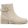 imageAthlefit Womens Ankle Boots Chunky Low Heel Fashion Round Toe Side Zipper Buckle BootiesNude