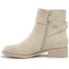 imageAthlefit Womens Ankle Boots Chunky Low Heel Fashion Round Toe Side Zipper Buckle BootiesNude