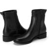 imageAthlefit Womens Ankle Boots Chunky Low Heel Fashion Round Toe Side Zipper Short Chelsea BootsBlack