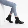 imageAthlefit Womens Ankle Boots Chunky Low Heel Fashion Round Toe Side Zipper Short Chelsea BootsBlack