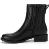 imageAthlefit Womens Ankle Boots Chunky Low Heel Fashion Round Toe Side Zipper Short Chelsea BootsBlack