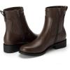 imageAthlefit Womens Ankle Boots Chunky Low Heel Fashion Round Toe Side Zipper Short Chelsea BootsBrown