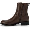 imageAthlefit Womens Ankle Boots Chunky Low Heel Fashion Round Toe Side Zipper Short Chelsea BootsBrown