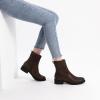 imageAthlefit Womens Ankle Boots Chunky Low Heel Fashion Round Toe Side Zipper Short Chelsea BootsBrown