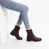 imageAthlefit Womens Ankle Boots Chunky Low Heel Fashion Round Toe Side Zipper Short Chelsea BootsBurgundy